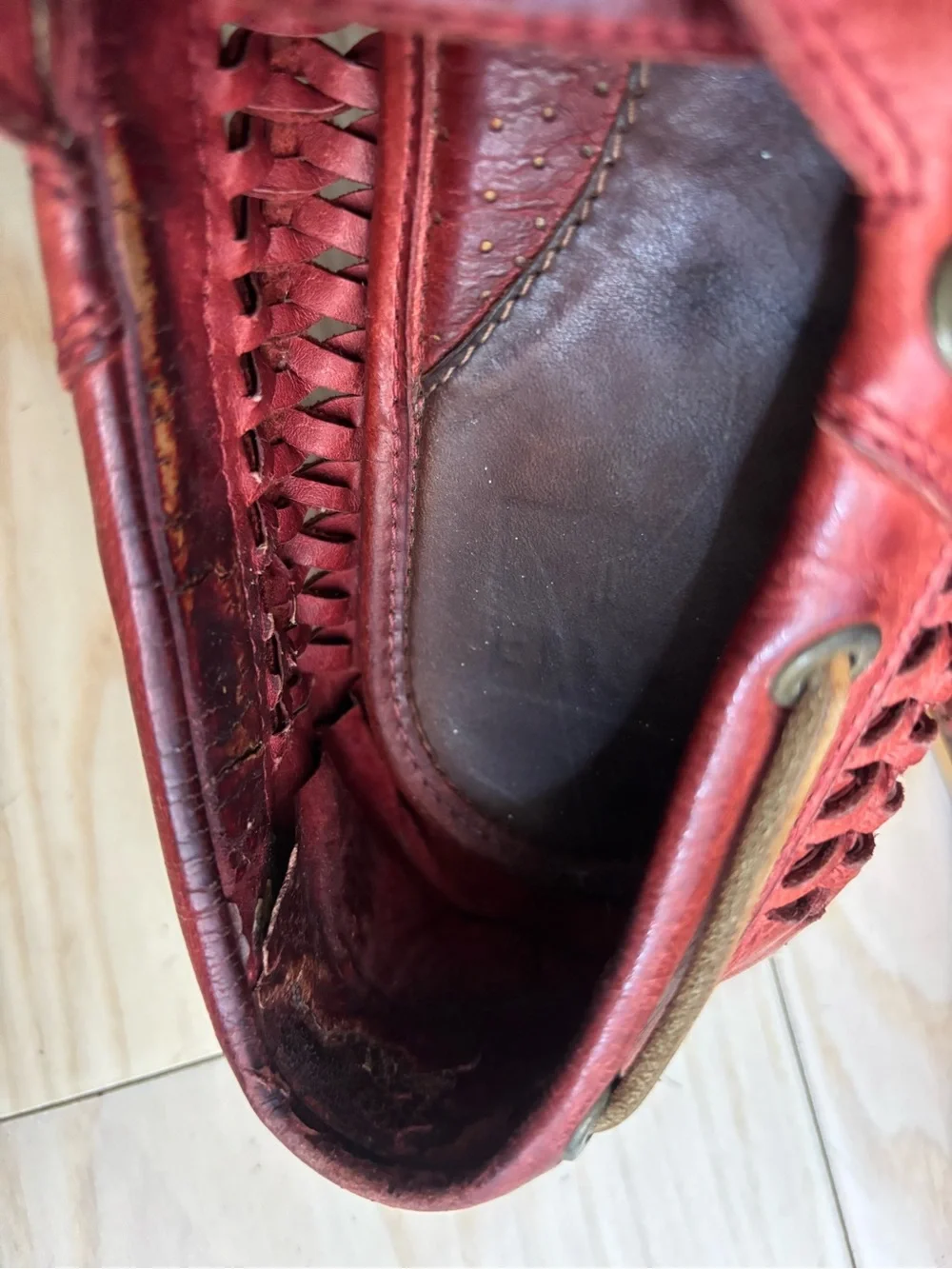 Frye Sully Men's Woven Leather Loafers - Red 9